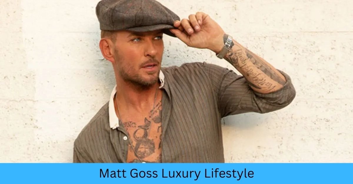 Matt Goss posing in front of his luxury home and car collection.